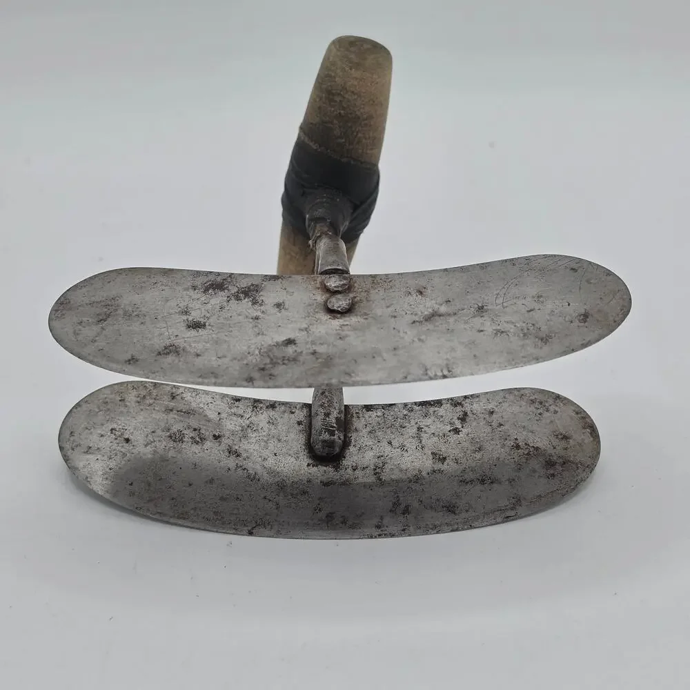 Antique Double Blade Rocking Food Chopper Mezzaluna Primitive Kitchen Tool 8